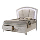 Queen Bedroom Set in Pearl White & Silver with Clear Wood Accents – 2 Piece Set with Nightstand