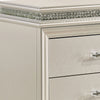 Queen Bedroom Set in Pearl White & Silver with Clear Wood Accents – 2 Piece Set with Nightstand