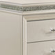 Queen Bedroom Set in Pearl White & Silver with Clear Wood Accents – 2 Piece Set with Nightstand