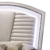 Queen Bedroom Set in Pearl White & Silver with Clear Wood Accents – 3 Piece Set with 2 Nightstands