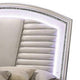 Queen Bedroom Set in Pearl White & Silver with Clear Wood Accents – 3 Piece Set with 2 Nightstands