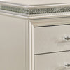 Queen Bedroom Set in Pearl White & Silver with Clear Wood Accents – 3 Piece Set with 2 Nightstands