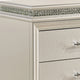 Queen Bedroom Set in Pearl White & Silver with Clear Wood Accents – 3 Piece Set with 2 Nightstands