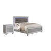 Queen Bedroom Set, Silver Wood, 2 Piece Set with Nightstand