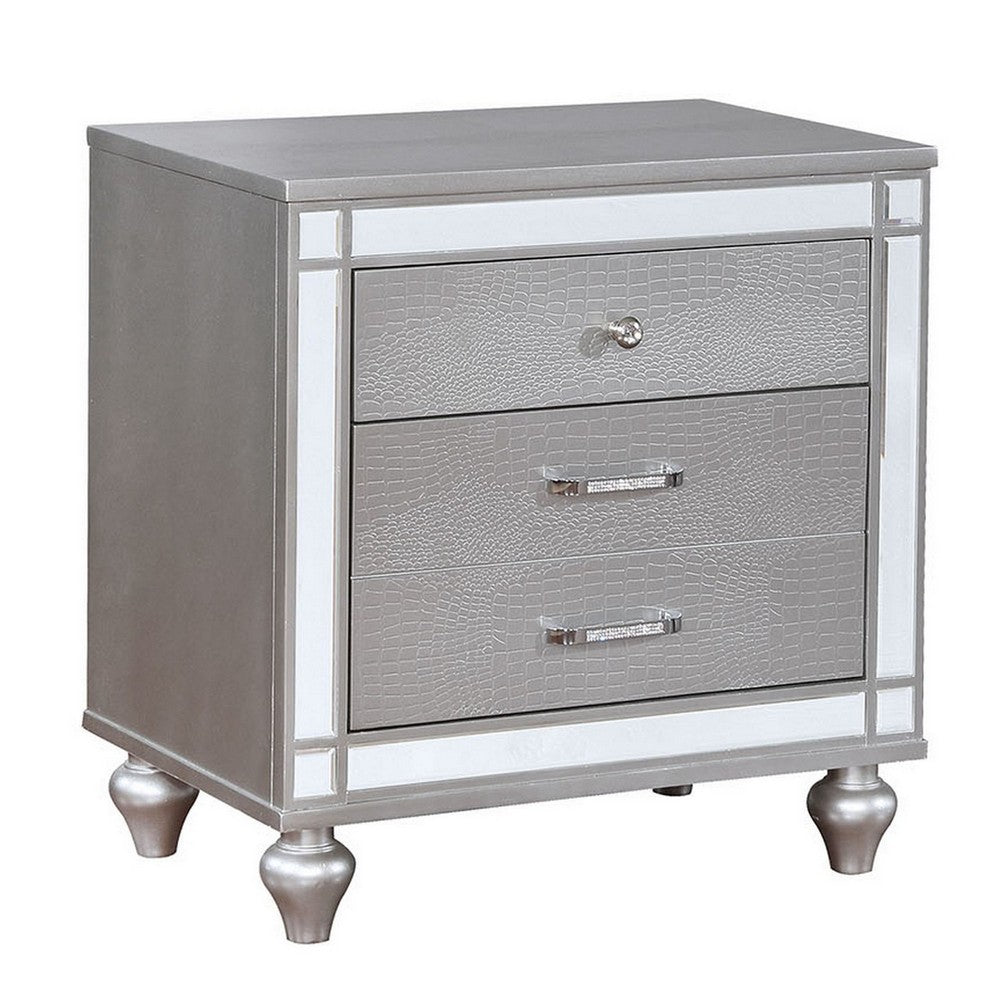 Queen Bedroom Set, Silver Wood, 2 Piece Set with Nightstand