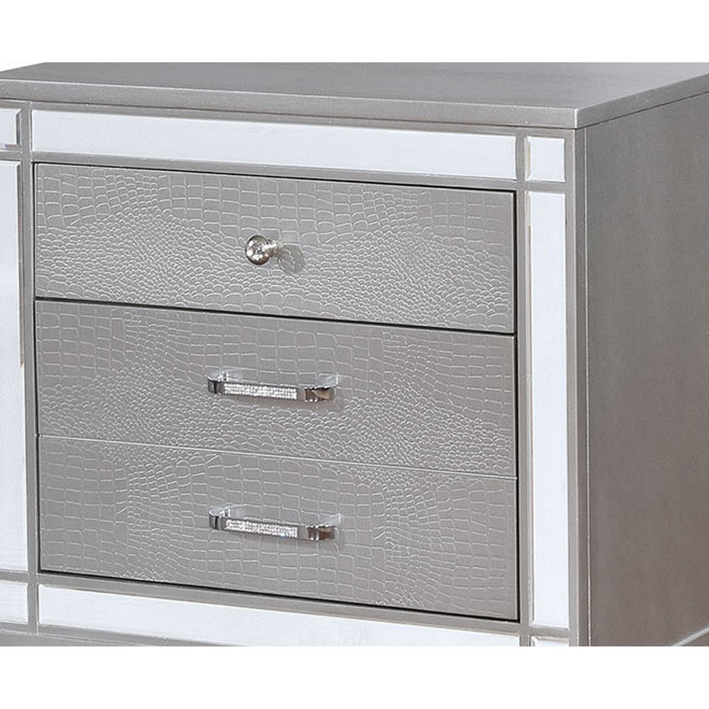 Queen Bedroom Set, Silver Wood, 2 Piece Set with Nightstand