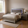 Queen Bedroom Set, Silver Wood, 2 Piece Set with Nightstand