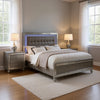 Queen Bedroom Set, Silver Wood, 2 Piece Set with Nightstand