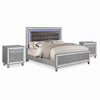 Queen Bedroom Set, Silver Wood, 3 Piece Set with 2 Nightstands