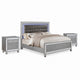 Queen Bedroom Set, Silver Wood, 3 Piece Set with 2 Nightstands