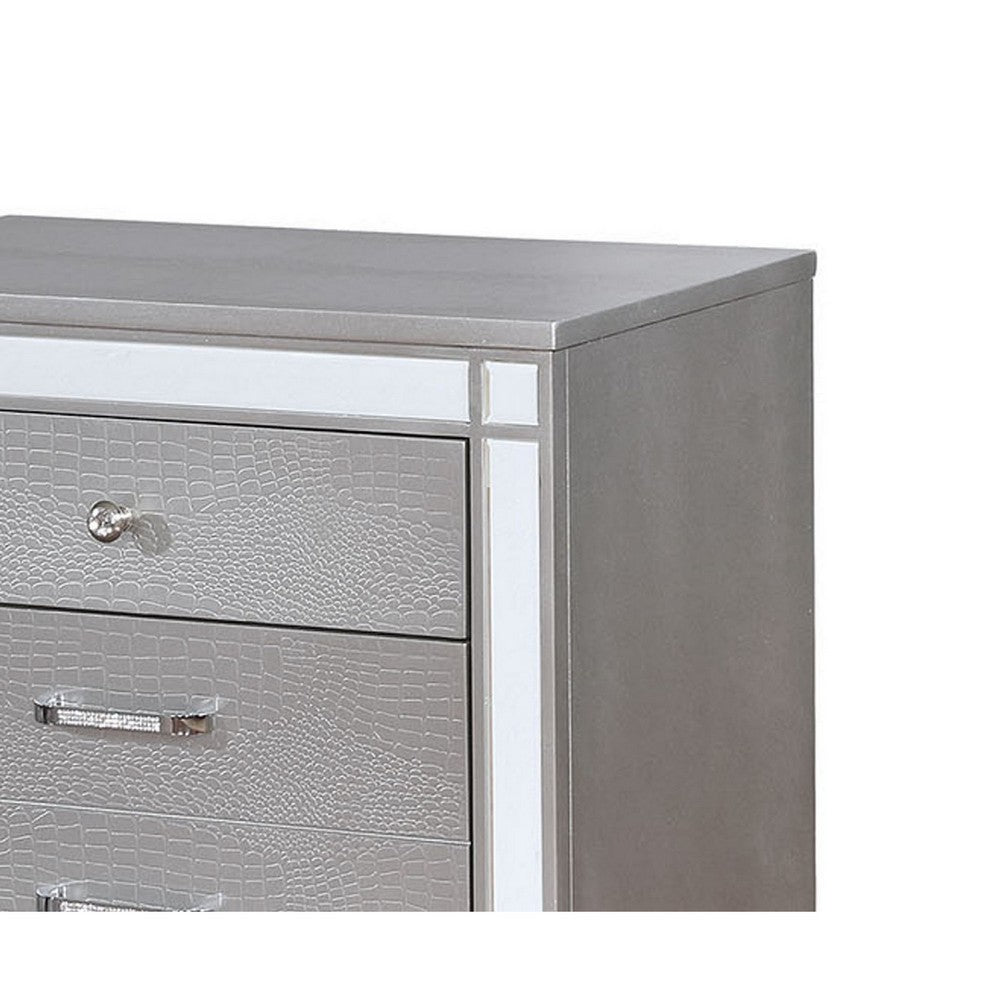 Queen Bedroom Set, Silver Wood, 3 Piece Set with 2 Nightstands