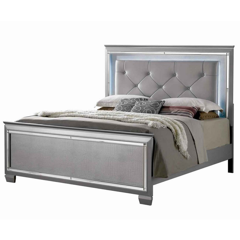 Queen Bedroom Set, Gray Wood, 2 Piece Set with Nightstand