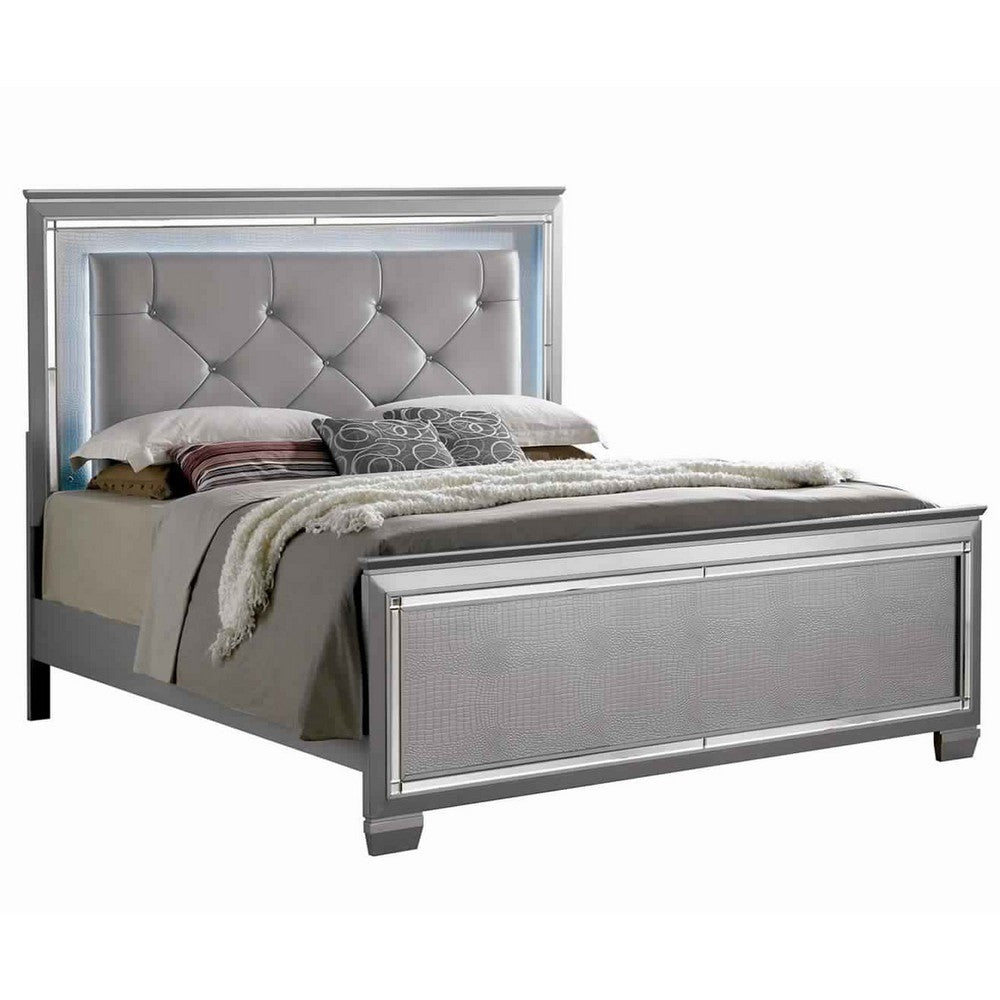 Queen Bedroom Set, Gray Wood, 2 Piece Set with Nightstand