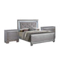 Queen Bedroom Set, Gray Wood, 3 Piece Set with 2 Nightstands