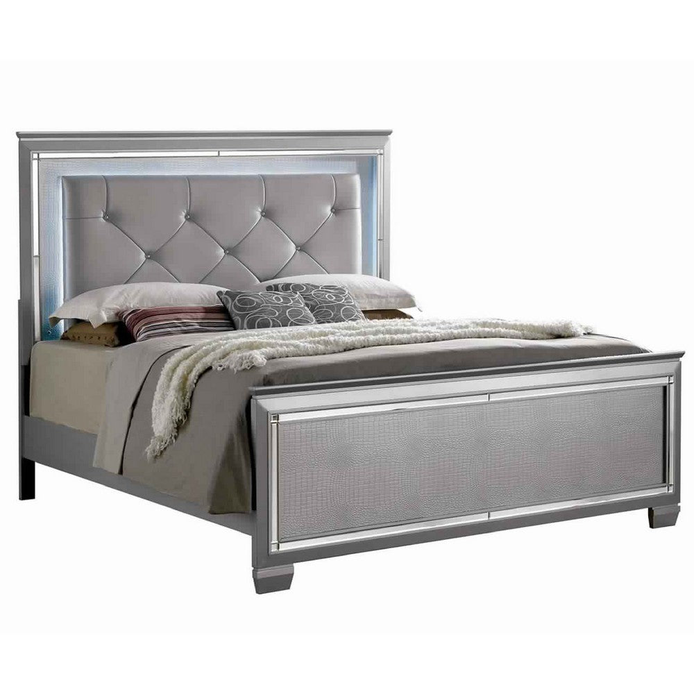 Queen Bedroom Set, Gray Wood, 3 Piece Set with 2 Nightstands