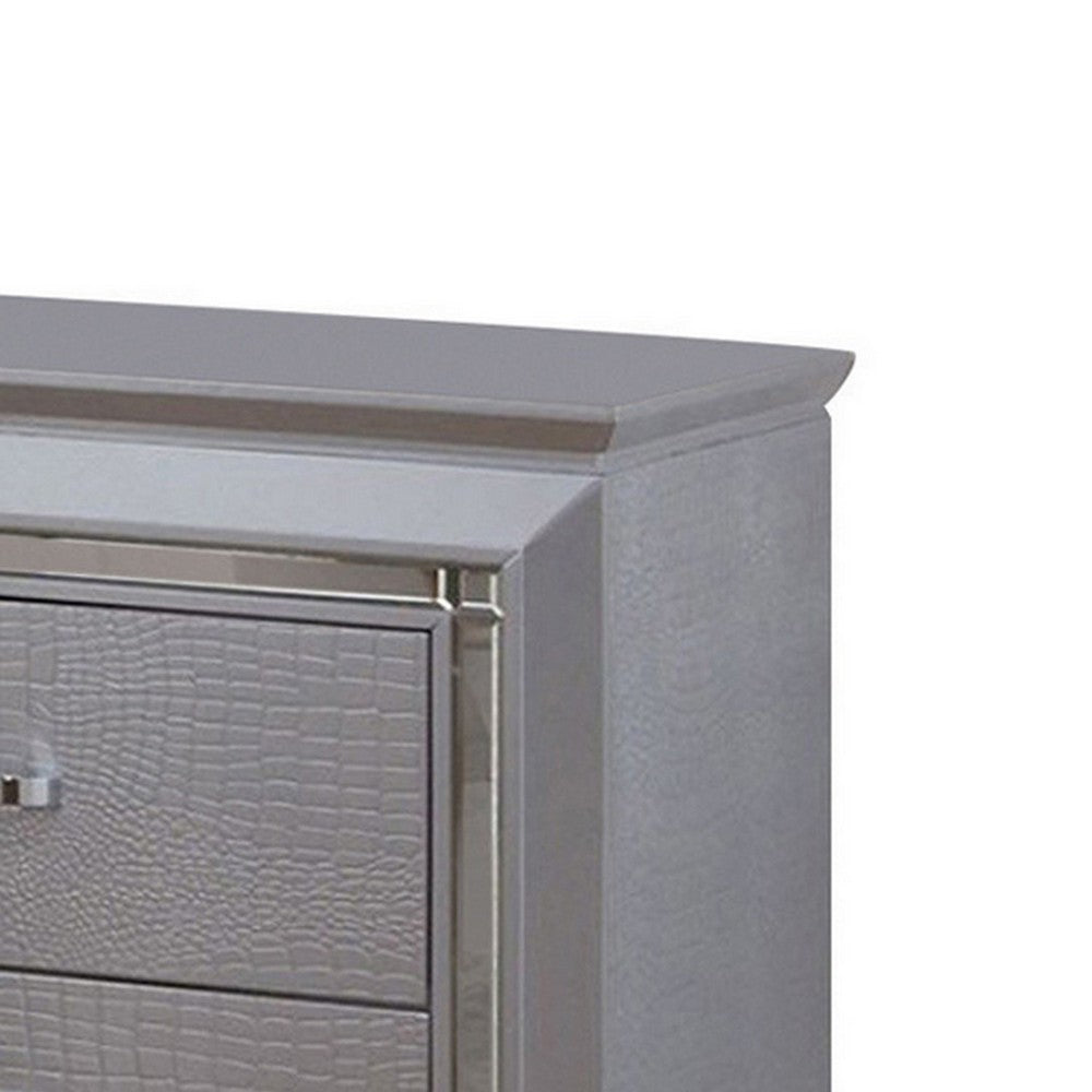 Queen Bedroom Set, Gray Wood, 3 Piece Set with 2 Nightstands