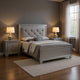 Queen Bedroom Set, Gray Wood, 3 Piece Set with 2 Nightstands