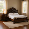 Queen Bedroom Set in Dark Brown & Bronze with Brown Wood – 2 Piece Set with Nightstand