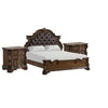 Queen Bedroom Set in Dark Brown & Bronze with Brown Wood – 3 Piece Set with 2 Nightstands