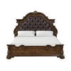Queen Bedroom Set in Dark Brown & Bronze with Brown Wood – 3 Piece Set with 2 Nightstands