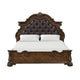 Queen Bedroom Set in Dark Brown & Bronze with Brown Wood – 3 Piece Set with 2 Nightstands