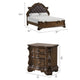 Queen Bedroom Set in Dark Brown & Bronze with Brown Wood – 3 Piece Set with 2 Nightstands