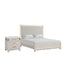 Queen Bedroom Set in Weathered Gray Wood with White & Silver Accents – 2 Piece Set with Nightstand