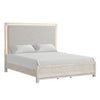 Queen Bedroom Set in Weathered Gray Wood with White & Silver Accents – 2 Piece Set with Nightstand
