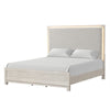 Queen Bedroom Set in Weathered Gray Wood with White & Silver Accents – 2 Piece Set with Nightstand