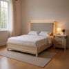 Queen Bedroom Set in Weathered Gray Wood with White & Silver Accents – 2 Piece Set with Nightstand