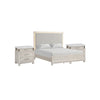 Queen Bedroom Set in Weathered Gray Wood with White & Silver Accents – 3 Piece Set with 2 Nightstands