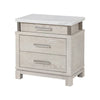 Queen Bedroom Set in Weathered Gray Wood with White & Silver Accents – 3 Piece Set with 2 Nightstands