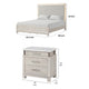 Queen Bedroom Set in Weathered Gray Wood with White & Silver Accents – 3 Piece Set with 2 Nightstands