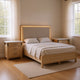 Queen Bedroom Set in Weathered Gray Wood with White & Silver Accents – 3 Piece Set with 2 Nightstands