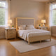 Queen Bedroom Set in Weathered Gray Wood with White & Silver Accents – 3 Piece Set with 2 Nightstands