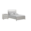 Queen Bedroom Set, Champagne Gray, Nickel, Champagne Silver Wood, 2 Piece Set with Nightstand