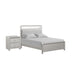 Queen Bedroom Set, Champagne Gray, Nickel, Champagne Silver Wood, 2 Piece Set with Nightstand
