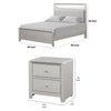 Queen Bedroom Set, Champagne Gray, Nickel, Champagne Silver Wood, 2 Piece Set with Nightstand