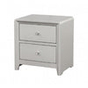 Queen Bedroom Set, Champagne Gray, Nickel, Champagne Silver Wood, 3 Piece Set with 2 Nightstands
