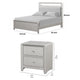 Queen Bedroom Set, Champagne Gray, Nickel, Champagne Silver Wood, 3 Piece Set with 2 Nightstands