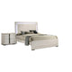 Queen Bedroom Set, White Wash, Chrome, 2 Piece Set with Nightstand
