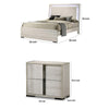 Queen Bedroom Set, White Wash, Chrome, 2 Piece Set with Nightstand