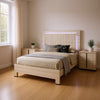 Queen Bedroom Set, White Wash, Chrome, 2 Piece Set with Nightstand