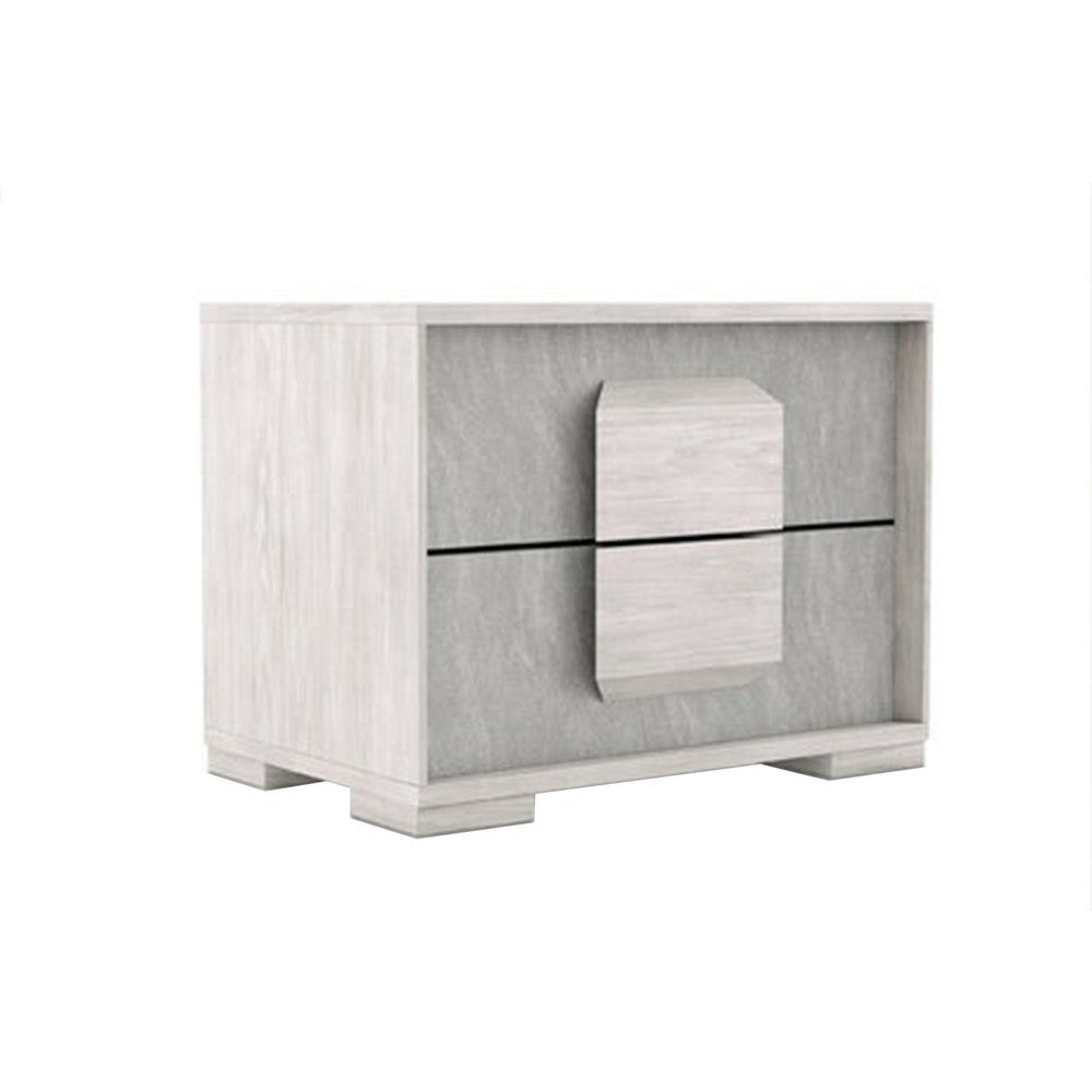 Queen Bedroom Set, White Wash, Stone Gray, 2 Piece Set with Nightstand