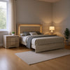 Queen Bedroom Set, White Wash, Stone Gray, 2 Piece Set with Nightstand