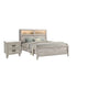 Queen Bedroom Set, White Wash, Black Wood, 2 Piece Set with Nightstand