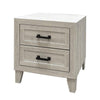 Queen Bedroom Set, White Wash, Black Wood, 2 Piece Set with Nightstand