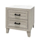 Queen Bedroom Set, White Wash, Black Wood, 2 Piece Set with Nightstand