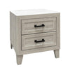 Queen Bedroom Set, White Wash, Black Wood, 2 Piece Set with Nightstand