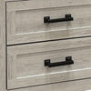 Queen Bedroom Set, White Wash, Black Wood, 2 Piece Set with Nightstand